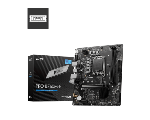 Материнская плата MSI PRO B760M-E LGA1700 2xDDR5 4xSATA3 M.2 VGA HDMI mATX