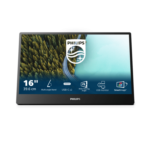 Монитор Портативный 15,6" PHILIPS 16B1P3302D/00/01 IPS 1920x1080 4мс 250кд\м USB-C DP HDCP 1.4