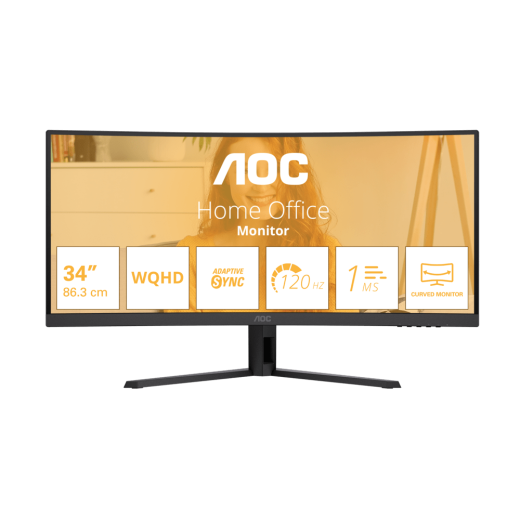 Монитор 34" AOC CU34B3E/01 VA 3440x1440 120Hz 1500R 4ms 300cd/m2 3500:1 1xHDMI 1xDP 1хAudio out