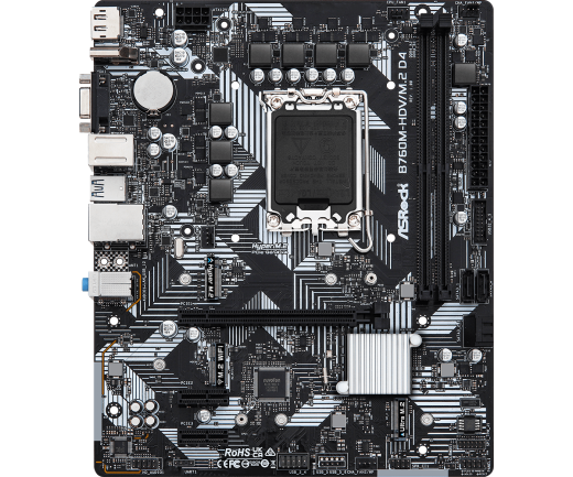 Материнская плата ASRock B760M-HDV/M.2 D4 LGA1700 2xDDR4 4xSATA RAID M.2 VGA HDMI DP mATX