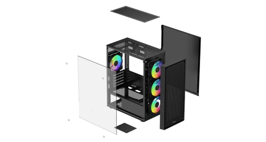 Корпус Ocypus Gamma C50 BK ARGB mATX/ITX 3xUSB Черный Gamma-C50-BKG400XX-GL