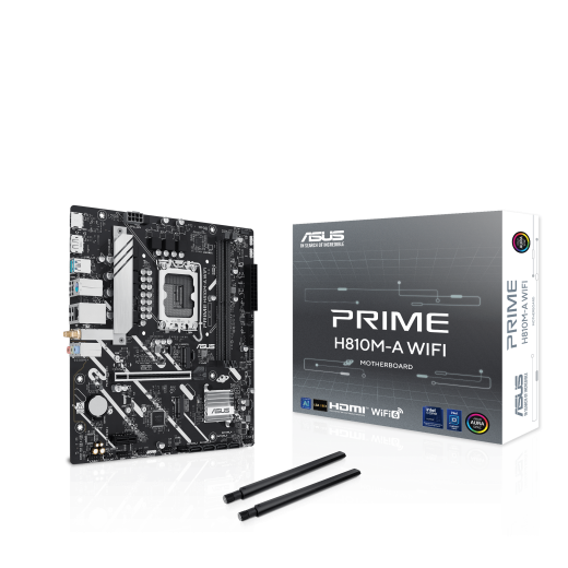 Материнская плата ASUS PRIME H810M-A WIFI, LGA1851 H810 2xDDR5 4xSATA 2xM.2 HDMI DP USB-C mATX