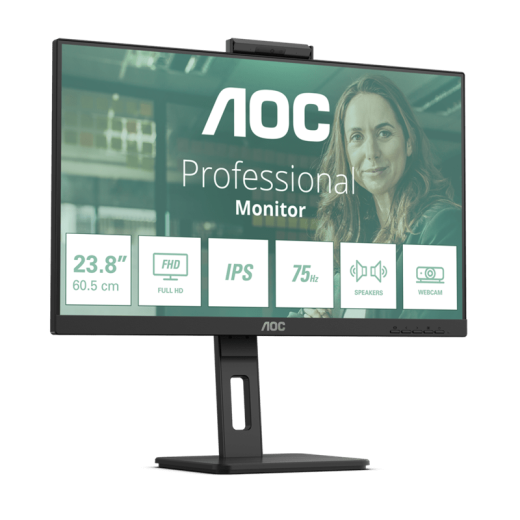 Монитор 23,8" AOC 24P3QW IPS 1920x1080 75Hz 4ms 300cd/m 1000:1 2xHDMI DP 4xUSB 3.2 2x5W WEB Камера