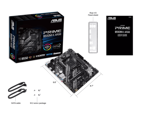 Материнская плата ASUS PRIME B550M-K ARGB AM4 2xDDR4 4xSATA3 RAID 2xM.2 HDMI DP mATX 1 Type-C
