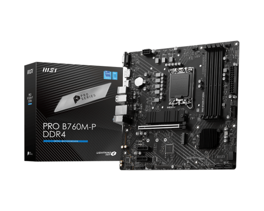 Материнская плата MSI PRO B760M-P DDR4 LGA1700 4xDDR4 4xSATA3 RAID 2xM.2 VGA HDMI DP mATX