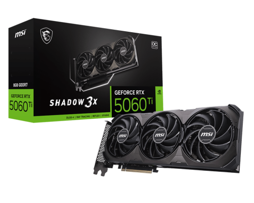 Видеокарта MSI GeForce RTX 5060 Ti 8G SHADOW 3X OC CLASSIC, 8Gb GDDR7 128-bit HDMI 3xDP G506T-8S3CA