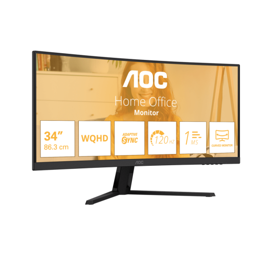 Монитор 34" AOC CU34B3E/01 VA 3440x1440 120Hz 1500R 4ms 300cd/m2 3500:1 1xHDMI 1xDP 1хAudio out