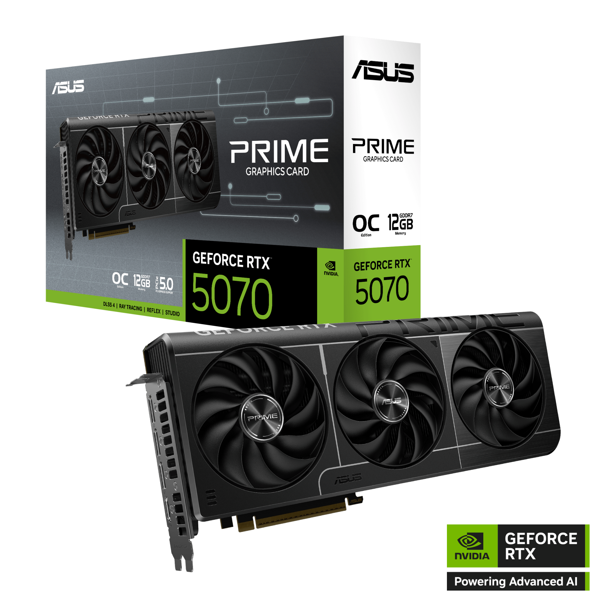 Видеокарта ASUS GeForce RTX 5070 12Gb PRIME OC Edition GDDR7 192-bit 1xHDMI 3xDP PRIME-RTX5070-O12G