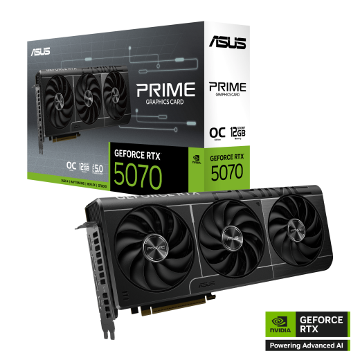 Видеокарта ASUS GeForce RTX 5070 12Gb PRIME OC Edition GDDR7 192-bit 1xHDMI 3xDP PRIME-RTX5070-O12G