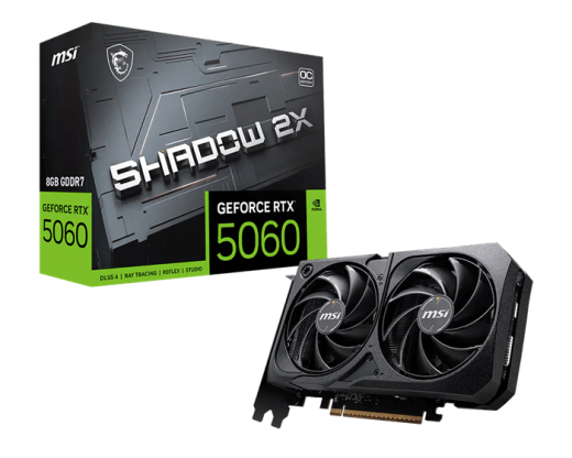Видеокарта MSI GeForce RTX 5060 8G SHADOW 2X OC, 8Gb GDDR7 128-bit 1xHDMI 3xDP G5060-8S2C