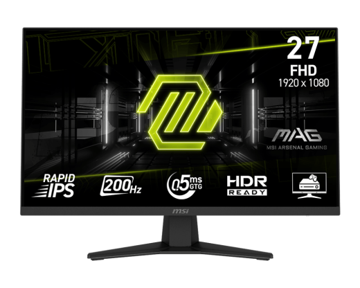 Монитор 27" MSI MAG 274F IPS 1920x1080 200Hz 0,5ms 300cd/m 1000:1 HDR DP HDMI Черный