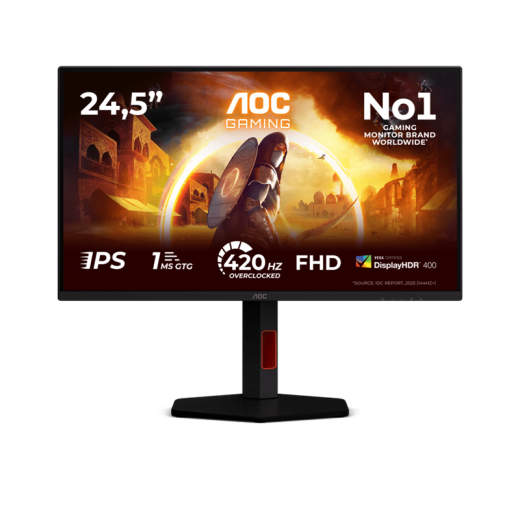 Монитор Игровой 24,5" AOC 25G4KUR Fast IPS 1920x1080 420Hz 1ms 350cd/m 1000:1 2xHDMI 1xDP HAS Черный