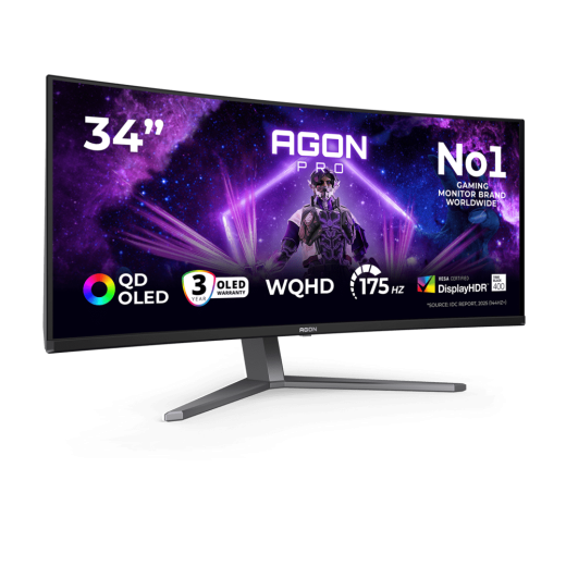 Монитор Игровой 34" AOC AG346UCD QD-OLED 3440x1440 175Hz 0.03ms 1000cd/m2 1,5M:1 2xHDMI 1xDP 2x8W