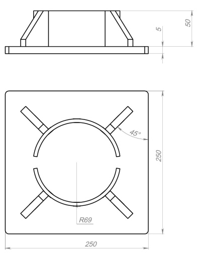 Оголовок сваи 250х250х5 (покрытие - горячее цинкование)