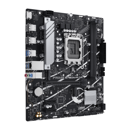Материнская плата ASUS PRIME B760M-R D4, LGA1700 2xDDR4 4xSATA3 2xM.2 RAID 1xHDMI mATX