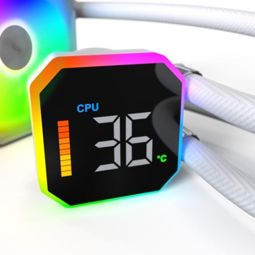 Водяное охлаждение для CPU Montech HyperFlow Digital 360 (W) TDP 350W 3x120 115x-1851/AM3-AM5 White